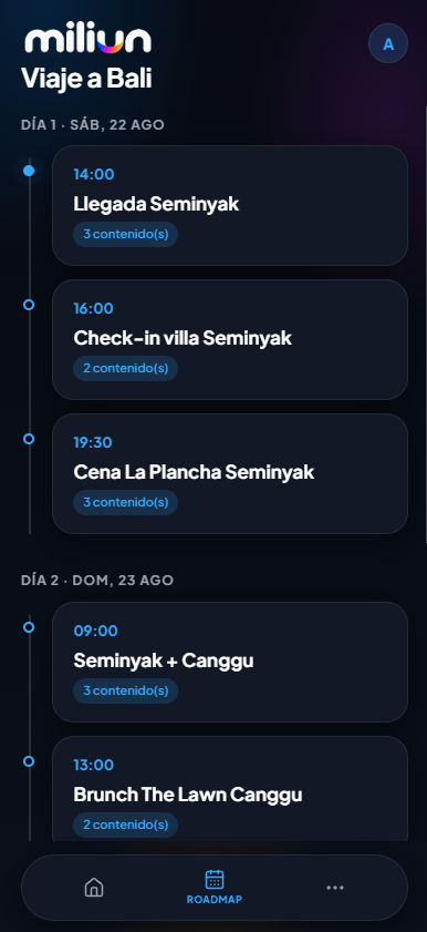 Pantalla de miliun mostrando un momento en vivo durante la experiencia compartida